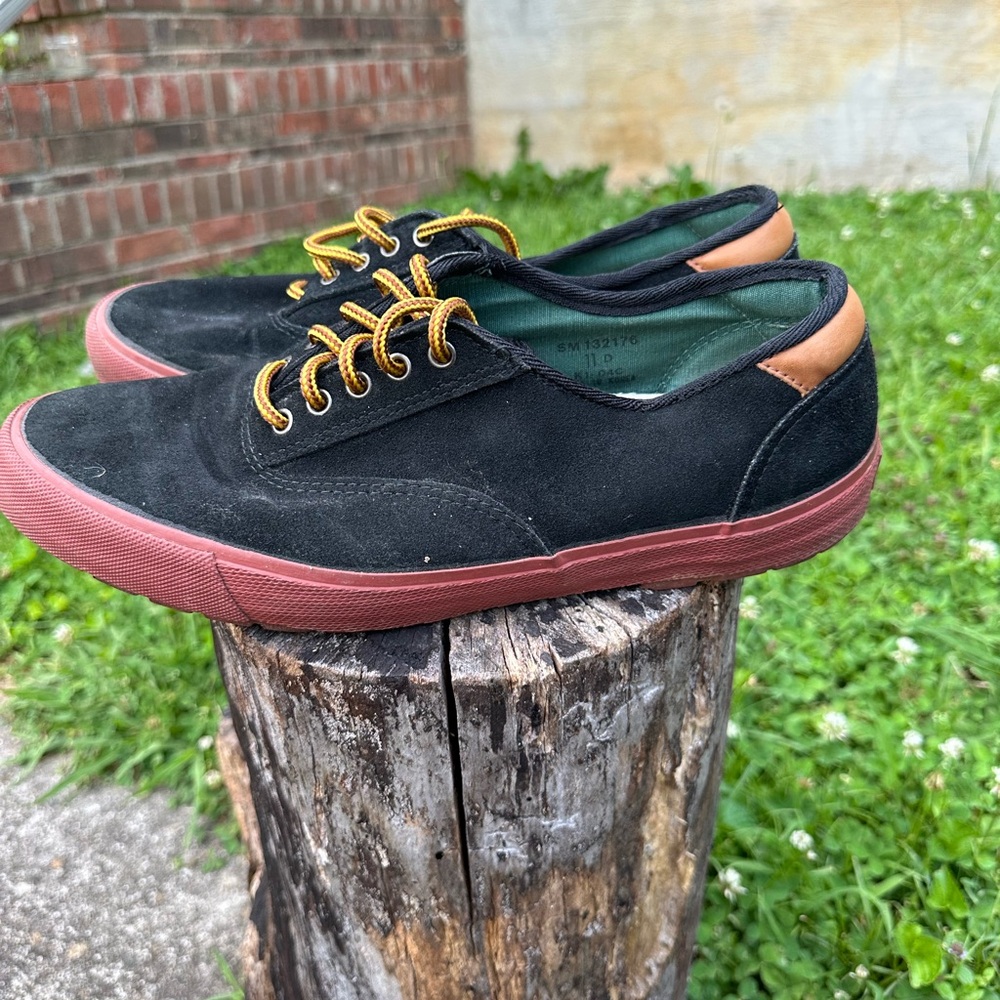 POLO Ralph Lauren Sportsman Suede Canvas Shoes Sneaker Skid Resistant size 11 D